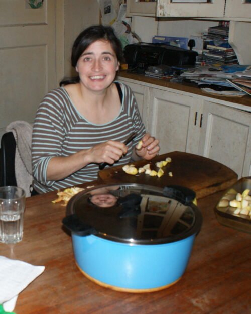 Black cast-iron casserole pot with lid